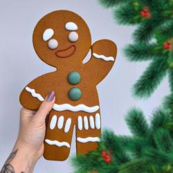 Пряничный человечек вырубка с трафаретом 28 см (TR-4)