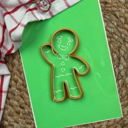 Пряниковий чоловічок вирубка з трафаретом 11*6,7 см (TR-2)