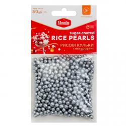 СЛАДО рисові кульки Срібло перламутрові 5 мм 50 г
