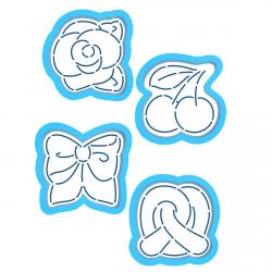 Кохання набір з 4 вирубок з трафаретом 5,5 см (TR-2)