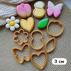 8 марта набор мини вырубок пряников 3 см 6 шт (3D)