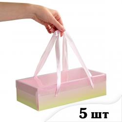 5 шт Коробка з ручками зі стрічки 27*13,5*7 см Рожево-зелена
