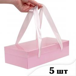 5 шт Коробка з ручками зі стрічки 27*13,5*7 см Рожева