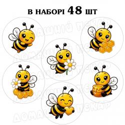 Наклейка Пчелка 3 см, лист 48 шт (N)