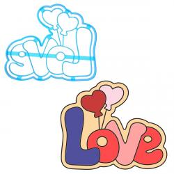 Вырубка для пряников Love с шариками 10*12cм (3D)