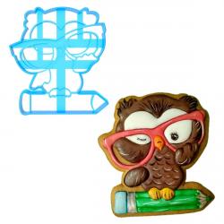 Вырубка для пряников Сова в очках 9*8 см (3D)