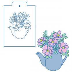 Трафарет Чайник с цветами 1 12*10 см (TR-2)
