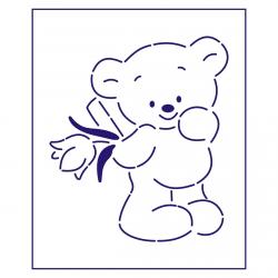 Трафарет Мишка с цветами 1 11*9.6 см (TR-2)