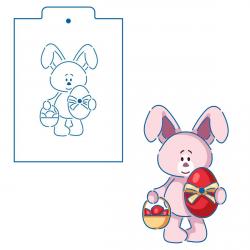 Трафарет Зайчик с корзинкой и яйцом 12*7.5 см (TR-2)