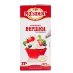 Сливки молочные President 33% ультрапастеризованные 1 кг