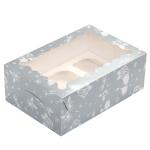 Упаковка для кексів з віконцем (на 6шт) Срібло 250*170*90мм