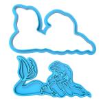 Вырубка с оттиском для пряников Принцесса Ариэль с хвостом 6*11 см (3D)