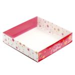 Упаковка для пряників з прозорою кришкою 160*160*35мм Новорічна червона