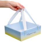 Коробка с ручками из ленты 21*21*7 см Желто-Голубая