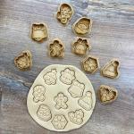 Новогодний 5 набор мини-вырубок для пряников с оттиском 3-4 см 9 шт (3D)