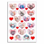 Валентинки мини 16 шт вафельная картинка 6*5,2 см NS