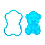 Мишка новогодний вырубка с оттиском для пряников 11*7,5 см (3D)