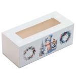 Упаковка з віконцем для макаронс, зефіру Сніговички 140*60*50 мм ВТП