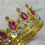 Декор для торта Корона 8 см золотиста з червоним