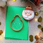 Шар на елку Санта вырубка с трафаретом 9*7,2 см (TR-2)