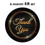 Наклейка Thank you black gold 3 см, аркуш 48 шт (N)
