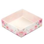 Упаковка для пряників із прозорою кришкою 120*120*35 мм Акварельні квіти