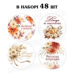 Наклейка Осінній мікс 3 см, аркуш 48 шт (N)