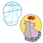Вырубка для пряников Коты под луной 13*10 см (3D)