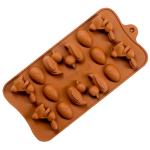 Форма для конфет силикон Утка, заяц, Яйцо 15 шт