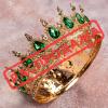Декор для торта Корона 12 см золотистая с зеленым