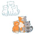 Кошка с котятами вырубка с трафаретом 11*13 см (TR-2)