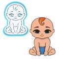 Пупсик Мальчик вырубка с трафаретом 10,5*7,6 см (TR-2) (фото 1 из 3)