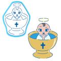 Купель с малышом вырубка с трафаретом 12*9,2 см (TR-2) (фото 1 из 2)