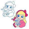 Девочка с зайчиком трафарет для пряников 11*10 см (TR-2)