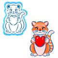 Котик с сердцем 4 вырубка с трафаретом 10*7,2 см (TR-2) (фото 1 из 2)