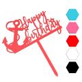 Якорь Happy Birthday топпер для торта 7*14 см (3D)