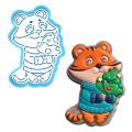 Тигренок с елочкой вырубка с трафаретом 11*7,5 см (TR-2) (фото 1 из 2)