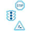 Светофор 6*5,3 см и дорожные знаки 5 см вырубка с трафаретом  (TR-2)