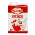 Сливки молочные President 33% ультрапастеризованные 475 г