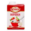Сливки молочные President 33% ультрапастеризованные 475 г фото