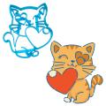 Котенок с сердцем вырубка для пряников 9*8 см (3D)