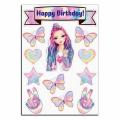 Девочка с бабочками Happy Birthday вафельная картинка