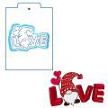 Гном LOVE вырубка с трафаретом 7.3*11 см (TR-2)