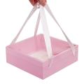 Коробка з ручками зі стрічки 21*21*7 см Рожева Коробка з ручками зі стрічки 21*21*7 см Рожева