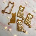 Кошка скелет вырубка с оттиском для пряников 9,5*6,8 см (3D)