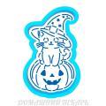 Кот на тыкве вырубка с трафаретом 9*5,4 см (TR-2)