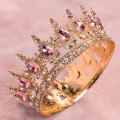Декор для торта Корона 12 см золотистая с розовым