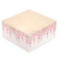 Упаковка для десертів з прозорою кришкою 160*160*80 мм Рожеві квіти (без вставки)