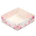 Упаковка для пряників із прозорою кришкою 120*120*35 мм Акварельні квіти
