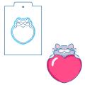 Котик с сердцем вырубка с трафаретом 10*9 см (TR-2)